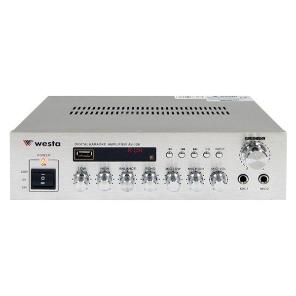 Westa AV-126 - 12/220V 2x100W Max Amplifikatör Usb/Sd/Mp3