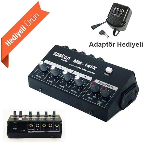 Spekon Mm14Fx-A Mikrofon Mikseri - Adaptör Hediyeli
