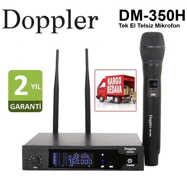 Doppler DM-350H Çift Anten Tek El Telsiz Mikrofon Seti