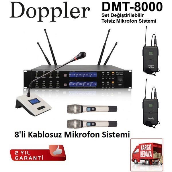 Doppler DMT-8000 Set 8-li Değiştirilebilir Telsiz Mikrofon Sistemi