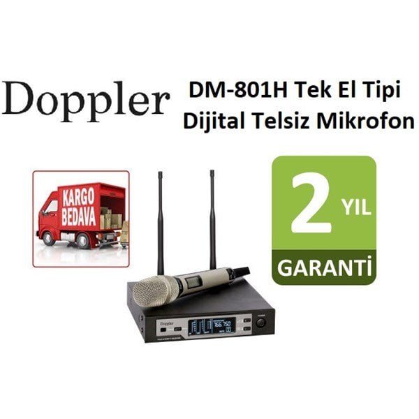 Doppler DM-801H Çift Anten Tek El Pro Dijital Telsiz Mikrofon