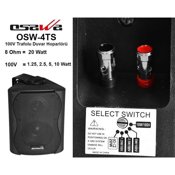Osawa OSW 4TB 4 inç 25-Watt 100V/8 0hm Beyaz Sütun Hoparlör (Adet)