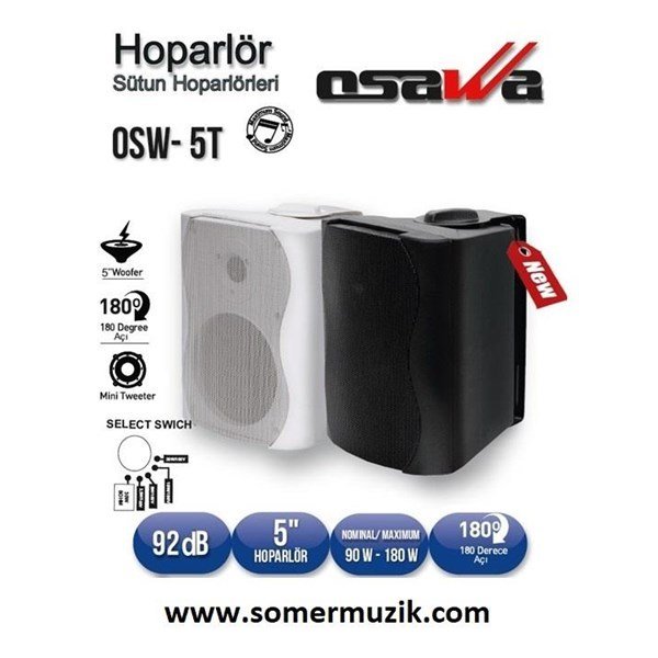 Osawa OSW 5TB 5 inç 25-Watt 8ohm 100V Beyaz Duvar Hoparlörü (adet)