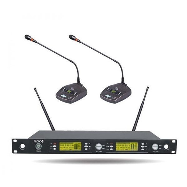 Roof R 1250S Kürsü UHF 2 Kanal Kablosuz Kürsü Mikrofon Seti