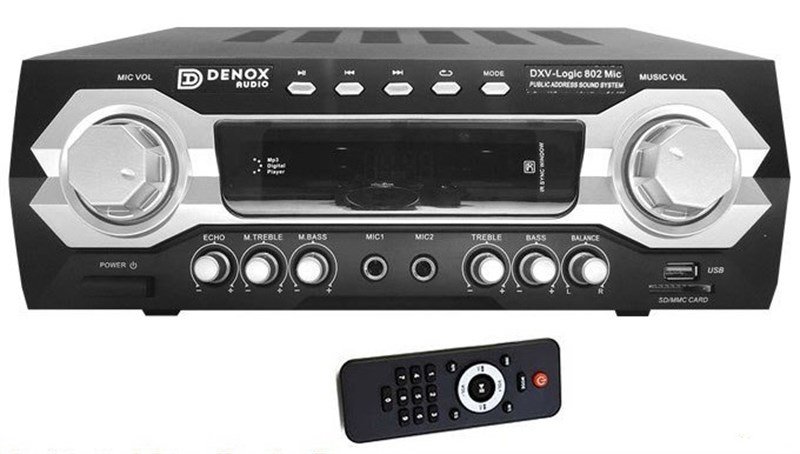Denox DXV-LOGIC 802 120W/4 ohm Stereo Amfi + Kablosuz El Mikrofonu