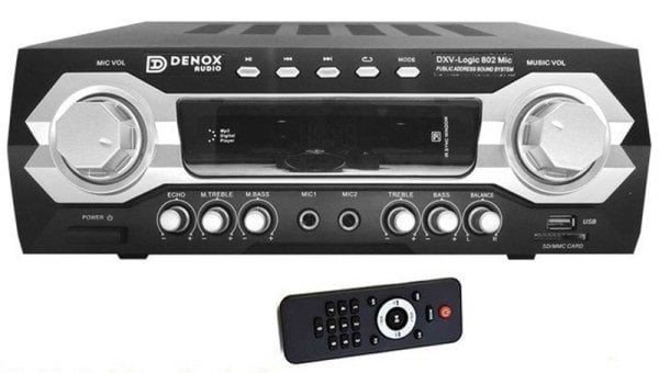 Denox DXV-LOGIC 802 120W/4 ohm Stereo Amfi + Kablosuz El Mikrofonu