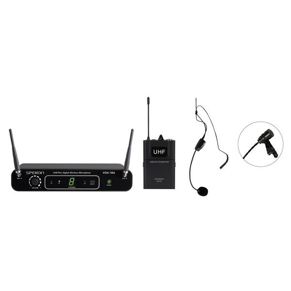 Spekon VOX-1RA + VOX-BA 16 kanal PLL seçmeli Yaka Tipi Telsiz Mikrofon