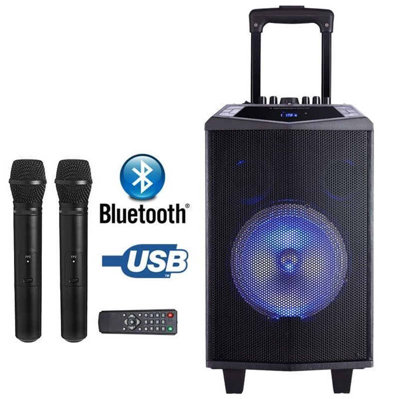 Oyılıty DK-15 400 Watt Bluetooth Şarjlı Taşınabilir Hoparlör + Çift El Mikrofonu