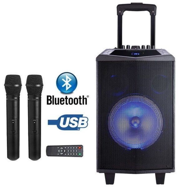 Oyılıty DK-15 400 Watt Bluetooth Şarjlı Taşınabilir Hoparlör + Çift El Mikrofonu