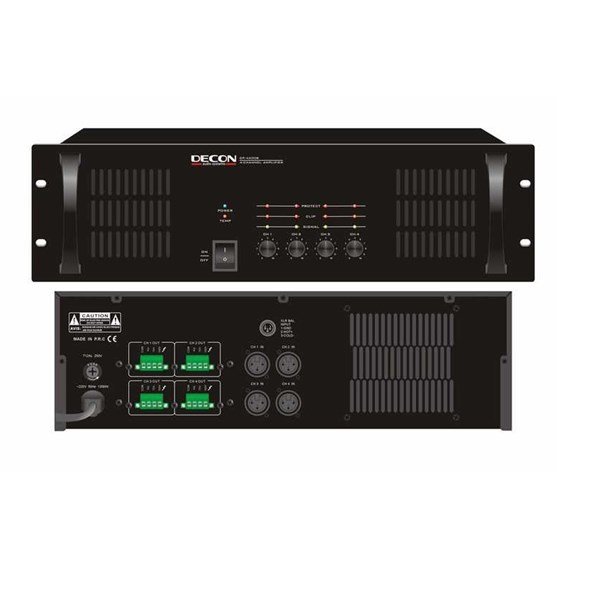 Decon DP 4300B Power Amplifikatör 4x300W 70/100 Volt, 4-16 Ohm