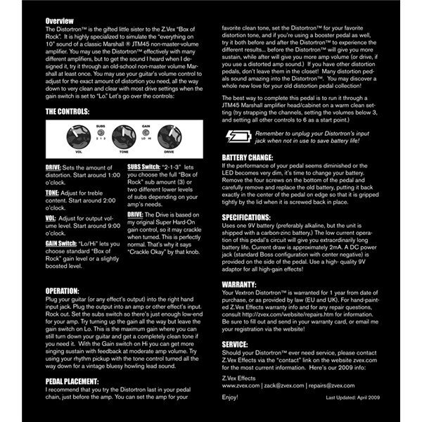Zvex Distortron Pedal