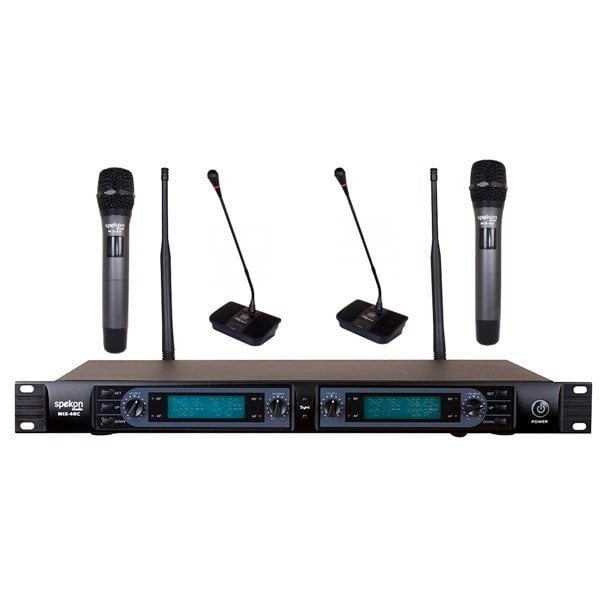 Spekon MIX-4RC + MIX-4H + MIX-4G - 4lü El + Kürsü Kablosuz Mikrofon