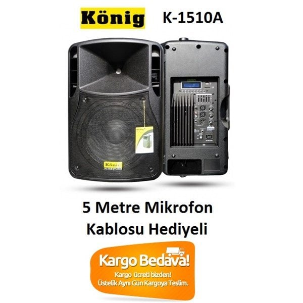 König K-1510A 10 inç 100/200W Aktif Kabin Hoparlör