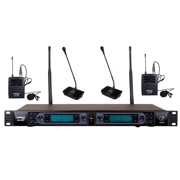 Spekon MIX-4RC + MIX-4B + MIX-4G 4lü Yaka + Kürsü Kablosuz Mikrofon