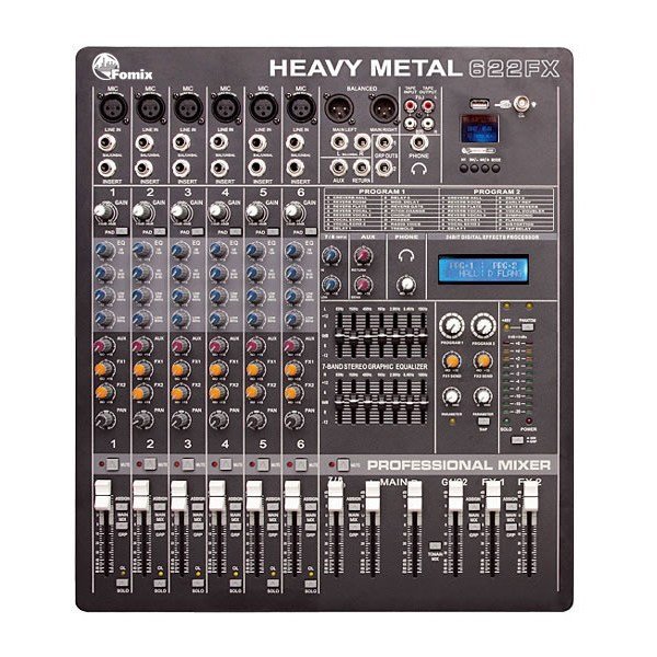 Fomix HM 622FX - 6 Mono, 1 Stereo, Çift Efekt Deck Mikser