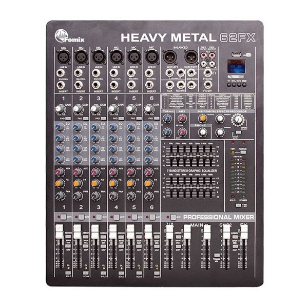 Fomix HM 62FX 6 mono, 1 stereo , Efekt, Usb/Mp3 Player Ses Mikseri