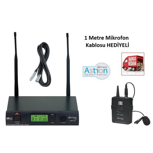 Denox ATR-710 Yaka 48 Kanallı UHF Band Telsiz Mikrofon Seti