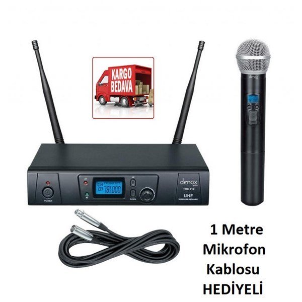 Denox TRX-310 UHF Band EL Tipi Telsiz Mikrofon Seti