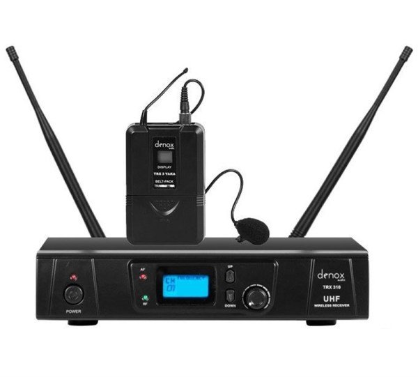 Denox TRX-310 Yaka Volüm Kontrollü UHF Band 16 Kanal Telsiz Mikrofon