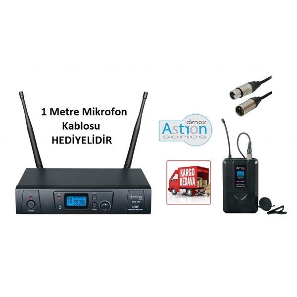 Denox TRX-310 Yaka Volüm Kontrollü UHF Band 16 Kanal Telsiz Mikrofon