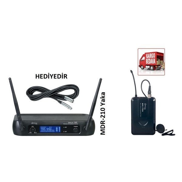 Denox MDR-210 Yaka Tipi UHF Telsiz Mikrofon Seti