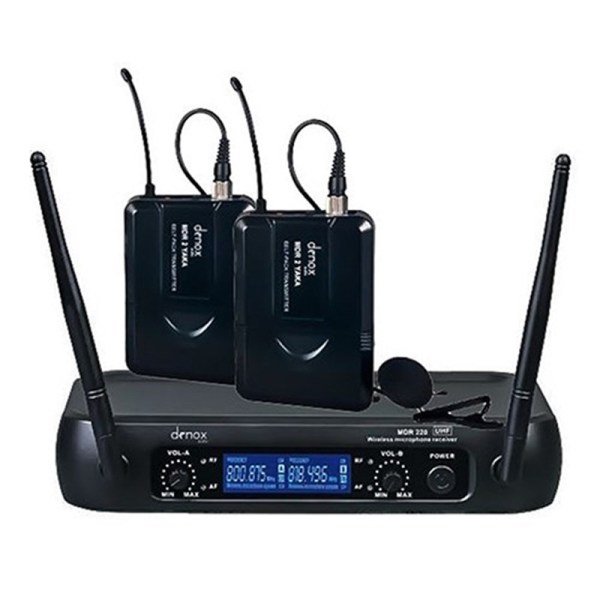 Denox MDR-220 Yaka 2'li Digital Ekranlı UHF Telsiz Yaka Mikrofon Seti