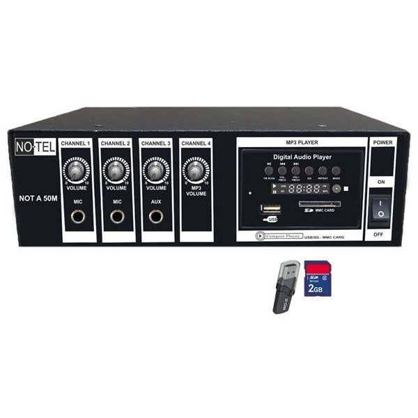 Notel NOT A 50M Mini Mikser Amfi 2x25W/50W USB Girişli