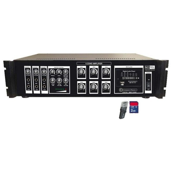 Notel NOT A 106T Ekolu 100W/100V 6 Bölgeli Anfili Mikser ( USB/SD)