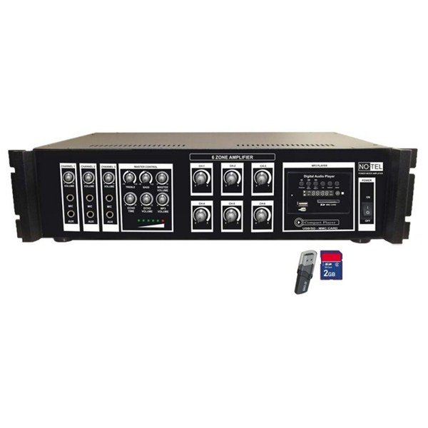 Notel NOT A 206T Eko, 6 bölge, USB, 200W/100V Mikser Amfi