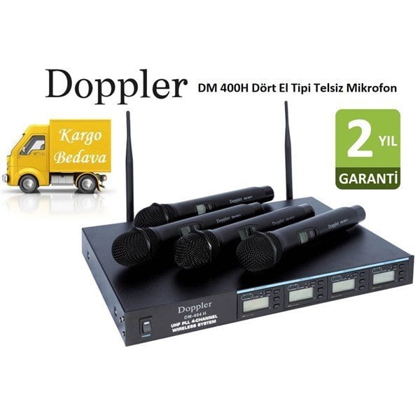 Doppler DM 400H Çift Anten Dört El Telsiz Mikrofon