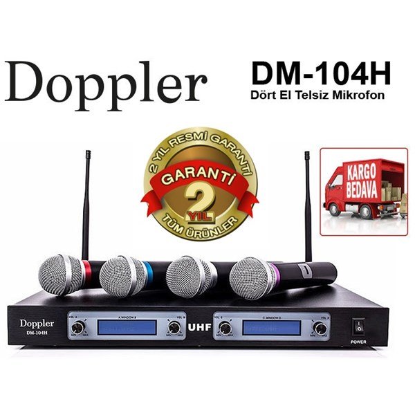 Doppler DM 104H Çift Anten Dört El UHF Telsiz Mikrofon