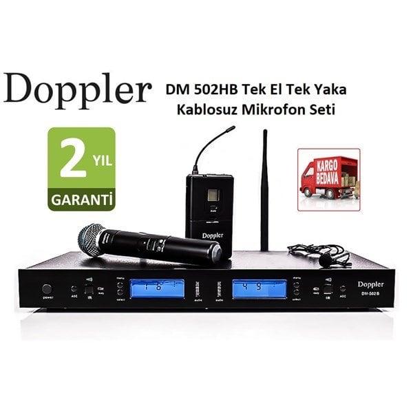 Doppler DM 502HB Tek El Tek Yaka Telsiz Mikrofon Seti