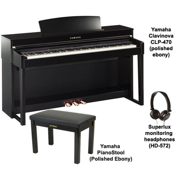 Yamaha Clavinova CLP470PE Parlak Siyah Dijital Piyano