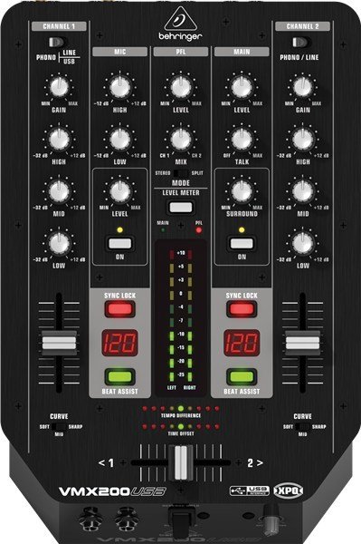 Behringer Pro Mixer VMX200USB 2 Kanal Usb Dj Mikser