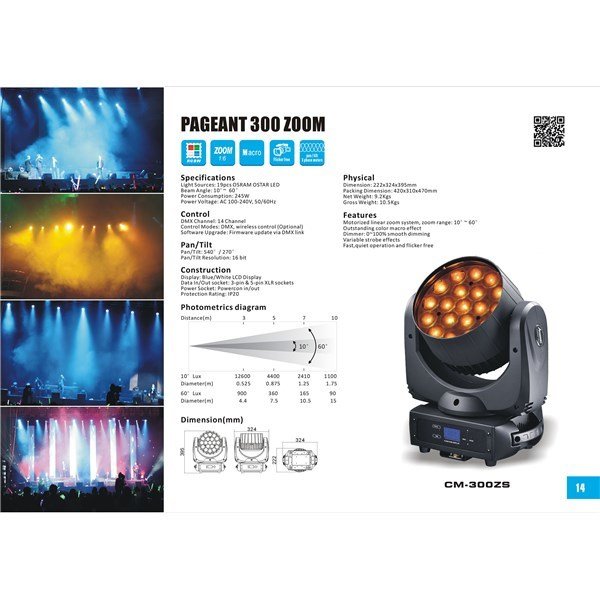 Acme Pageant 300 Zoom Led Movinghead Wash Spot Işık