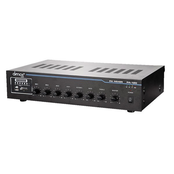 Denox PA-120 120W 100V/70V, 4/8 Ohm Mixer Amfi
