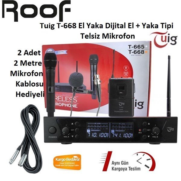 Tuig T-668 El Yaka Dijital El + Yaka Tipi Telsiz Mikrofon