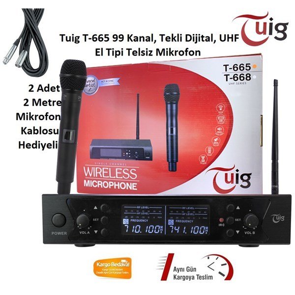 Tuig T-665 99 Kanal, Tekli Dijital, UHF El Tipi Telsiz Mikrofon