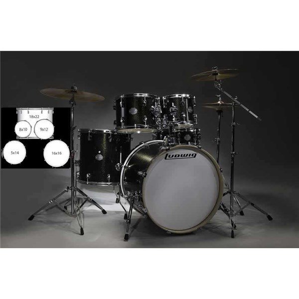 Ludwig LCF52G016 Element Drive Siyah 5 Parça Bateri Seti