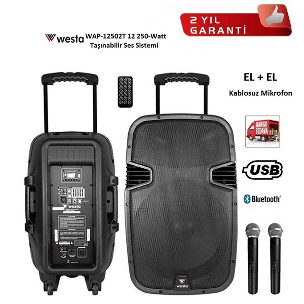 Westa WAP-12502T - 12'' 250W Portatif Ses Sistemi EL + EL