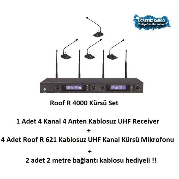 Roof R 4000 Kürsü Set 1 Adet R 4000 + 4 Adet R 621 Kablosuz Kürsü