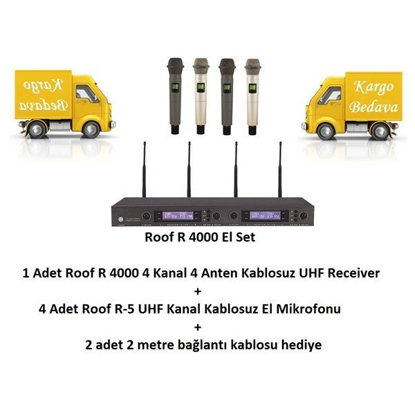 Roof R 4000 El Set 1 Adet R 4000 + 4 Adet R-5 Kablosuz El Mikrofonu