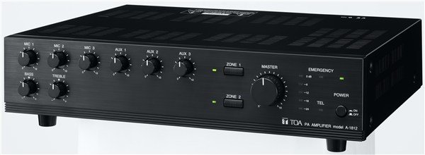 Toa A-1812 ER - 2-Bölge 120W Trafolu 3 Mic Giriş Amfili Mikser