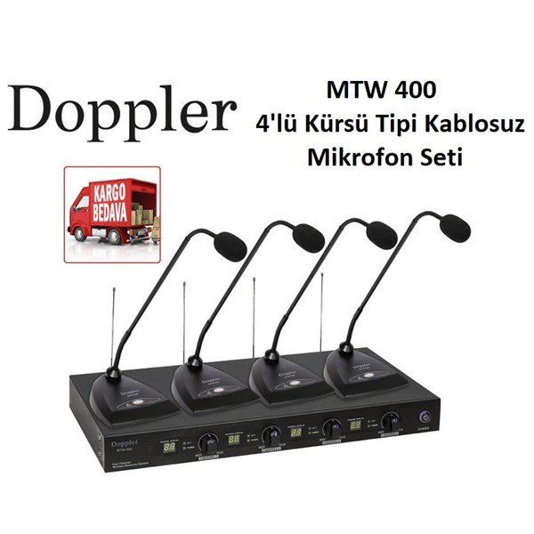Doppler MTW 400 4lü Kürsü Tipi Kablosuz Mikrofon Seti