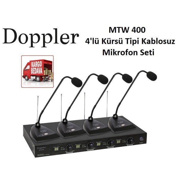 Doppler MTW 400 4lü Kürsü Tipi Kablosuz Mikrofon Seti