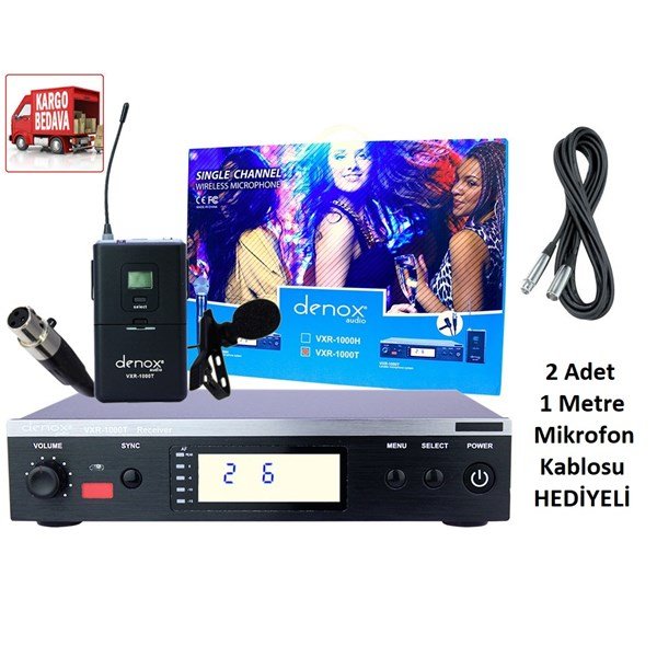 Denox VXR-1000 T UHF Band Yaka Tipi Telsiz Mikrofon Seti