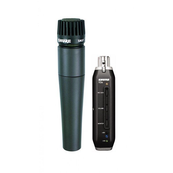 Shure SM57-X2U Kardioid Enstruman Mikrofonu XLR-to-USB Sinyal Adaptörü