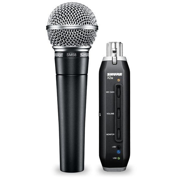 Shure SM58 X2U Kardioit Dinamik Mikrofon USB Sinyal Adaptörlü