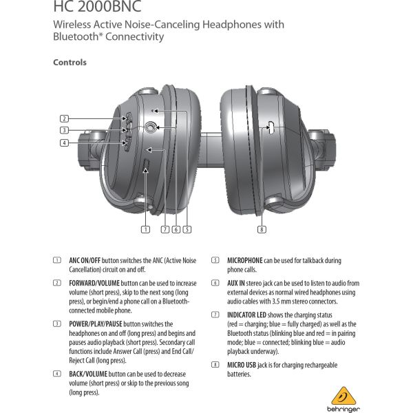 Behringer HC2000BNC Kablosuz Gürültü Önleyici Bluetooth Kulaklık