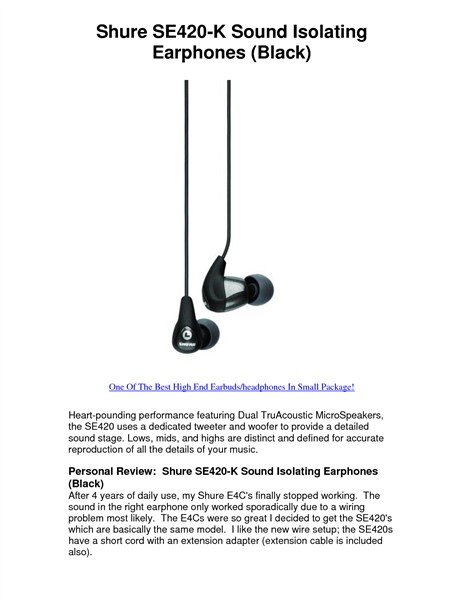 Shure SE420-K Kulakiçi Kulaklık (Siyah)